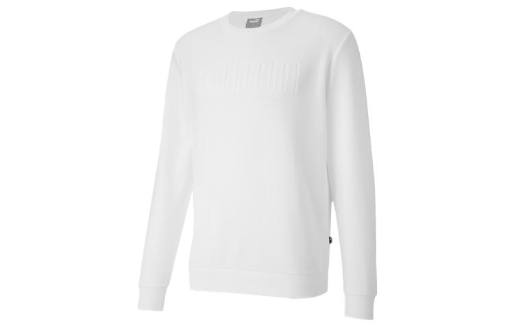 PUMA Sweatshirts Men s White Crew Neck Moderate Regular 585209-02 L