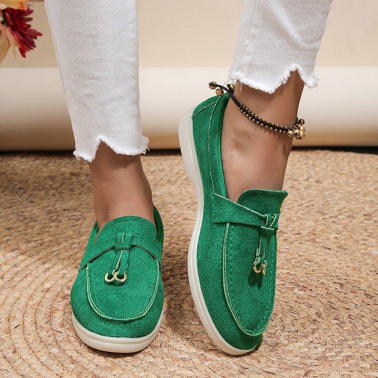 Women Loafers Slip On Ladies Flats Shoes  Spring Autumn Casual Flat Shoes Leather Cashmere Single Shoes