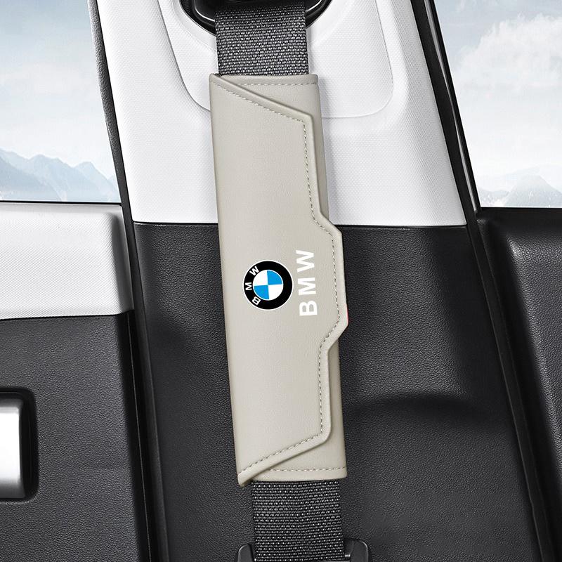 Leather Car Seat Belt Shoulder Pad with Velcro Belt Cushion for BMW 2 5 6 7 Series F20 G20 G30 X1 X3 X4 X5 X6 F15 G05 Sticker YTTG6