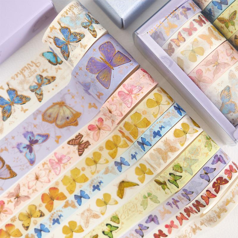 10 Rolls/Set Gold Vintage Scrapbooking Tape 3m Kawaii Masking Tape Vintage Floral Decorative Adhesive Sticker Scrapbooking Diary