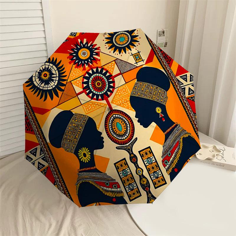 

1PC African patterns Umbrella-8-Rib Reinforced, Automatic Open, Lightweight & Durable, Cute Fashion Accessory for Outdoor-Y0313