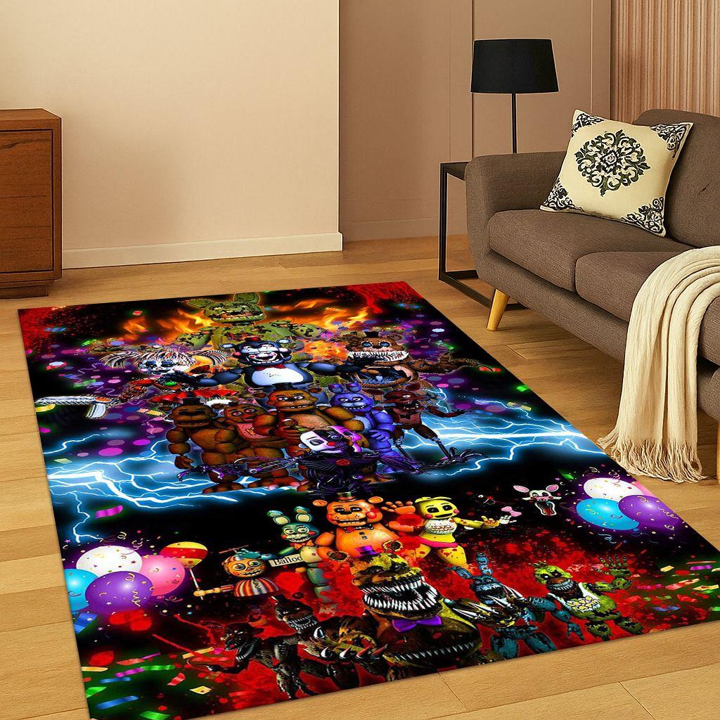 Tappeto Cartoon 3D F-FNAF per Camera da Letto Soggiorno Divano Zerbino Decorazione Casa, Tappeto Area Giochi Bambini Antiscivolo Regalo di Natale