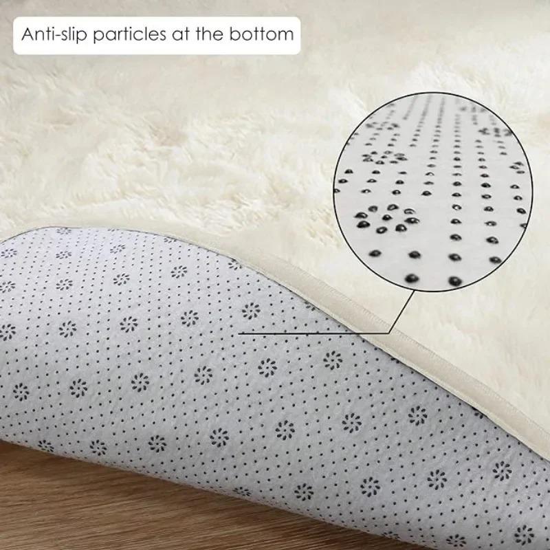 2x2m Super Soft Plush Round Rug Mat Fluffy White Carpets for Living Room Home Decor Bedroom Kid Room Decoration Salon Thick Pile Rug