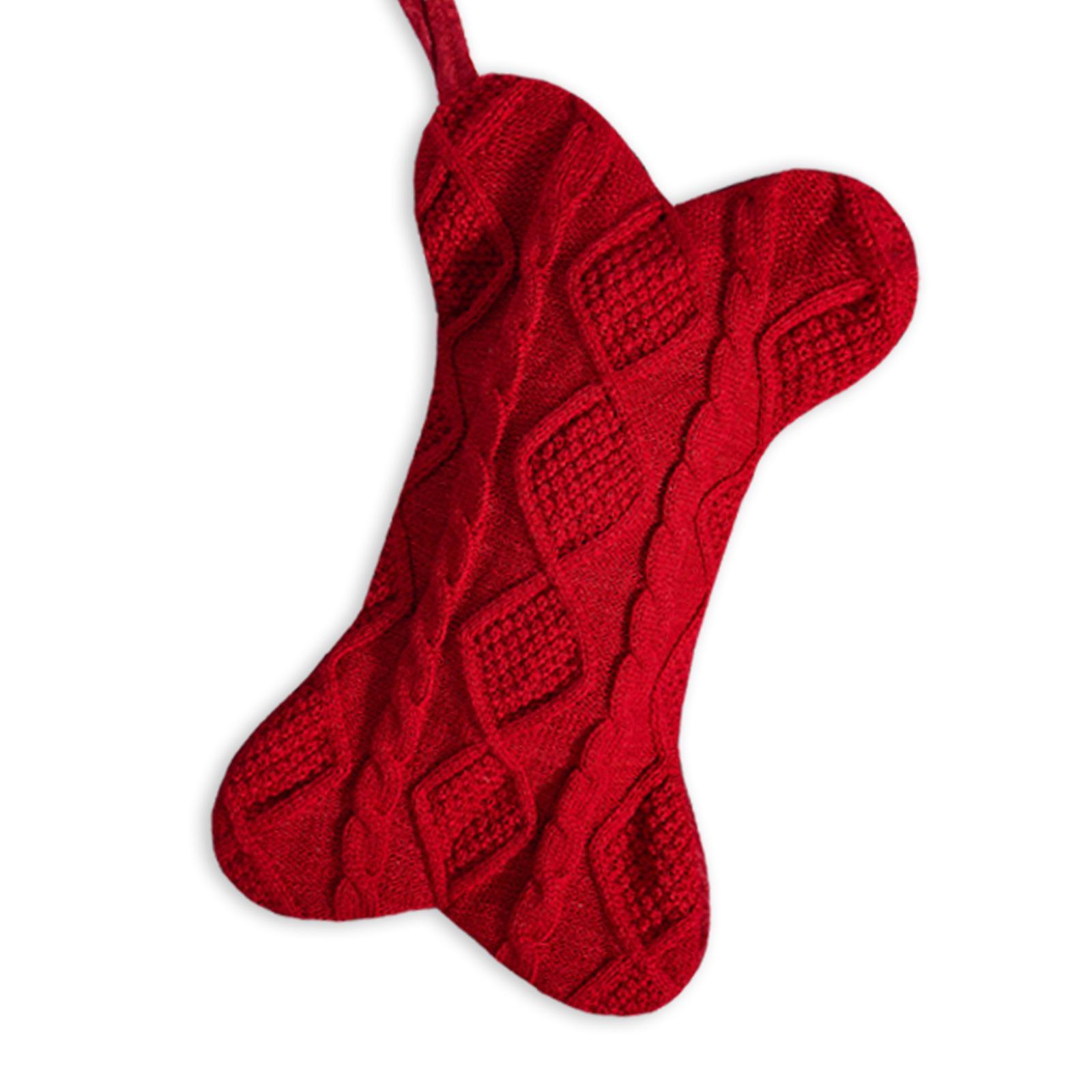 Cross-border Cute Knitted Christmas Stocking Socks and Tree Ornaments Gift Bag красный