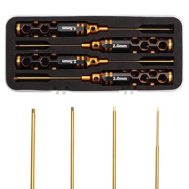 

4pcs Hex Screwdriver Set, Compatible for RC Cars, Drones, Helicopters, 1.5mm/2.0mm/2.5mm/3.0mm Tip with Hex, Hobbyist Kit for RC Vehicle