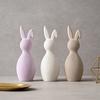 Bunny Figurine 3D Printed Ribbed Texture Rabbit Statue with Folded Ear Design for Home Tabletop Bookshelf Decoration