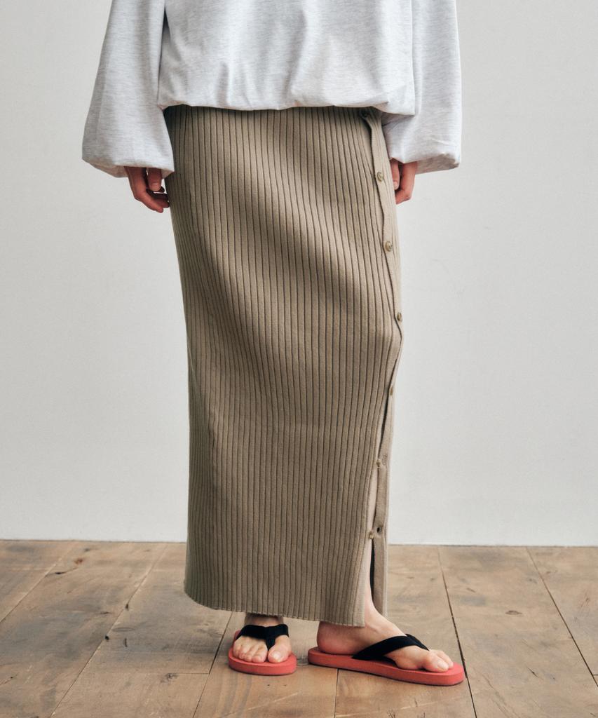 Cita 2Way Button Long Knit Skirt_Cts619(Beige)