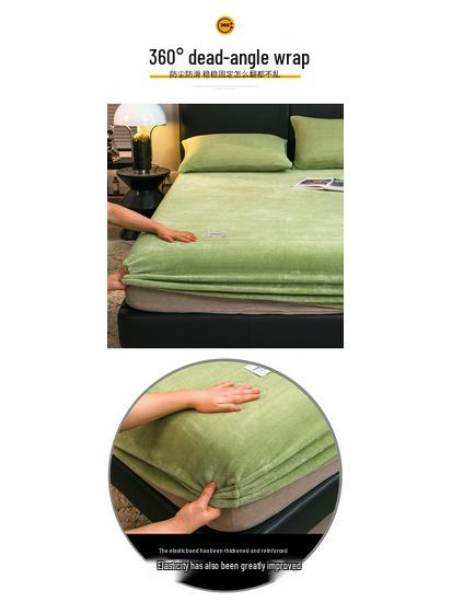 Winter Crystal Velvet Bedspread Set: Single-Piece Milk Velvet Fitted Sheet & Protective Cover for Dorm, Thickened Three-Piece.