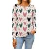 Women's Casual Round Neck Hollow,out Pullover Long Sleeve Valentine's Day Heart Print T,shirt Top