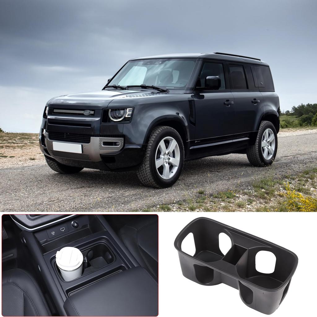 Sauicemy Auto Becher Getränkebecher Einsatz Organizer Mittelkonsole Autozubehör für Land Rover Defender 90 110 Becherhalter Schutz TPE Halter, Halter,