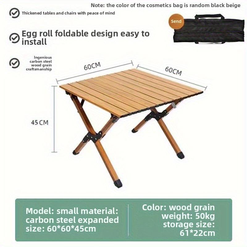 Camping Folding Chair Outdoor Portable Lightweight Beach Chair with Egg Roll Table Set for Picnic BBQ and Travel