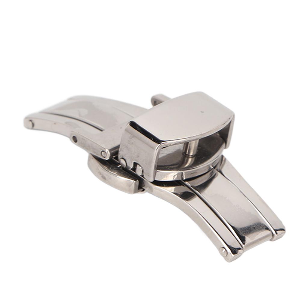 Silver Stainless Steel Watch Deployment Clasp High Finished Ergonomic Watch Buckle Replacement for