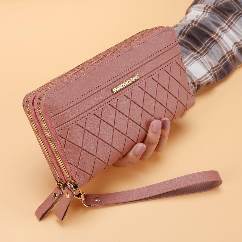 

Women s Stylish Long Wallet: Double Zipper Coin Purse, Phone Holder, Card Organizer, Fashionable Clutch.