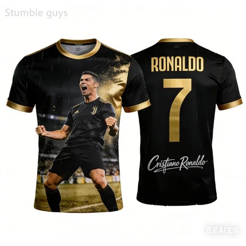3D Print T-Shirt for Kids' Clothing Quick-Drying and Breathable Outdoor Summer Street Sports Football Short Shirt
