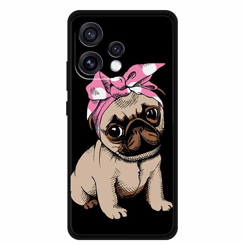For Oppo Reno15 5G Case Flower Black Silicone Soft Protective Back Covers For Oppo Reno 15C 2025 Phone Case Coque Cartoon Shells
