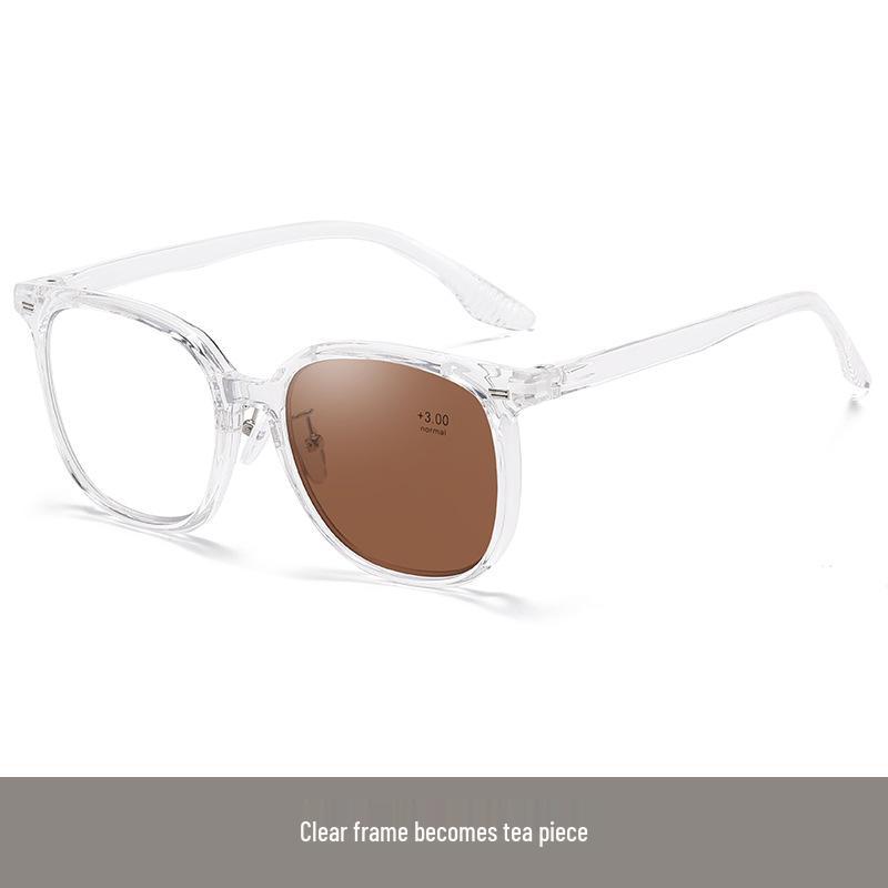 Trendy Light-Sensitive Photochromic Reading Glasses: Large Frame, Anti-Blue Light, Comfortable Single Vision Design.