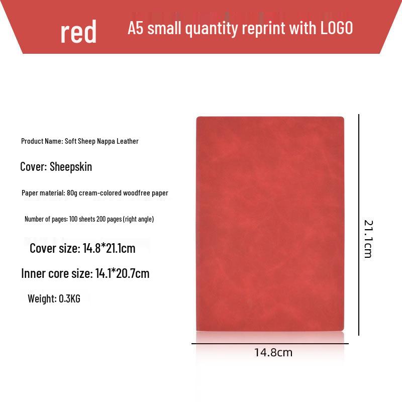 A5/B5 Sheepskin Leather Notebook with Custom Logo for Business Meetings - Personalizable Name Printing Available