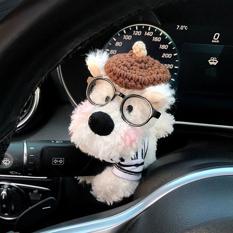 Car Accessory Used For Car Gear Shift Decoration Cute Turn Signal West Highland Dog Wiper Dolls Rearview Mirror Ornament Gift