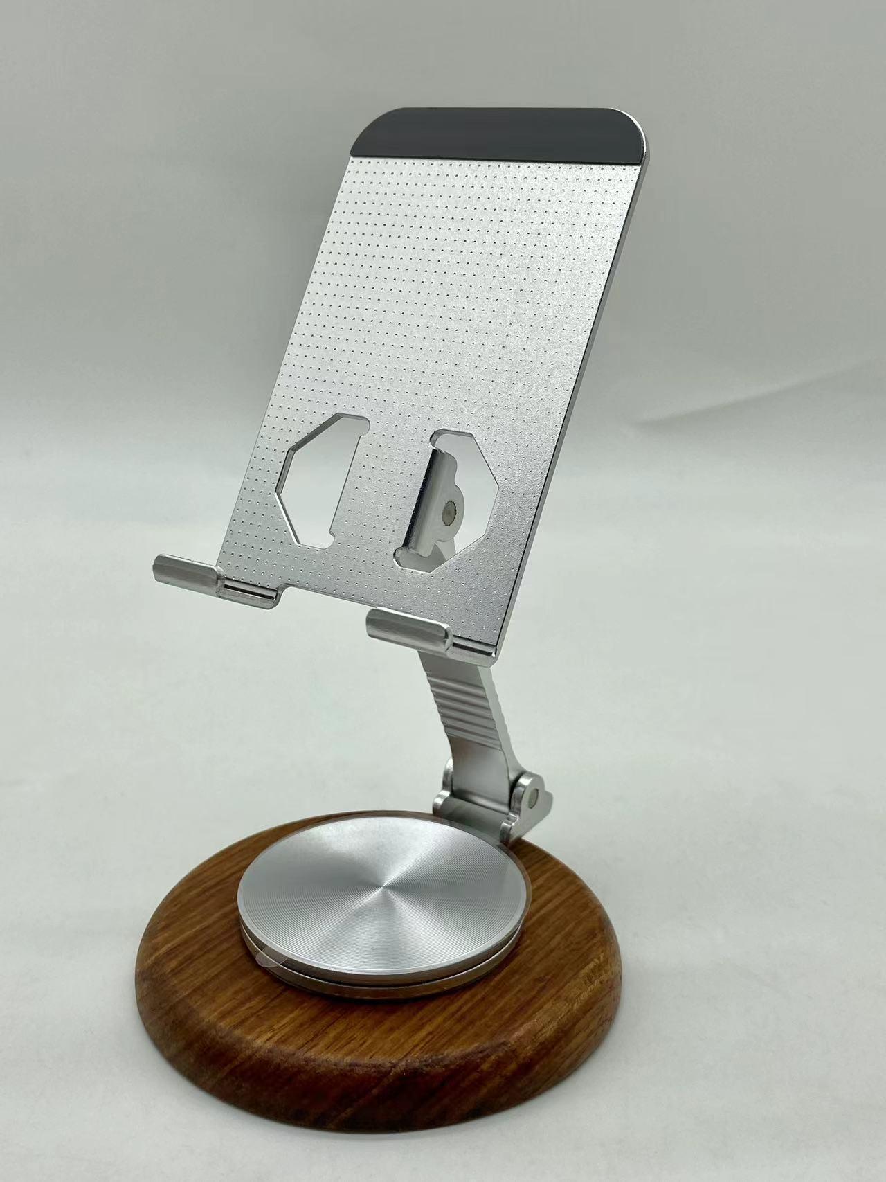 Solid Wood 360° Rotatable Phone Stand: Foldable, Height Adjustable, Multifunctional Holder, Creative Gift.