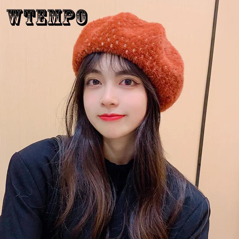 

Берет женский осенне-зимний шерстяной японский дикий плюшевый берет в стиле ретро.