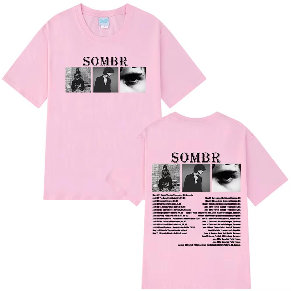 Sombr Merch Live 2026 Tour T-Shirt Herren Damen HipHop T-Shirt Modekleidung Sommer Kurzarm Freizeit T-Shirts Streetwear