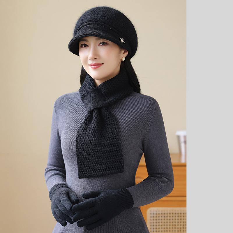 Winter Mother Hat Women's Fashion Wool Hat In The Elderly Cold Warm Rabbit Hair Knitted Hat