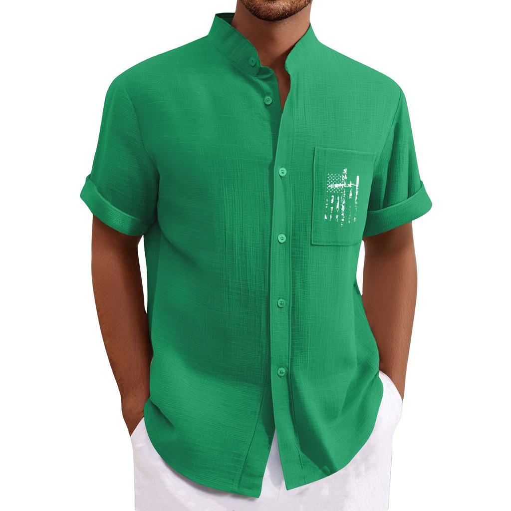 Men'S Casual Loose Short Sleeved Printed Shirt With Fashionable Top