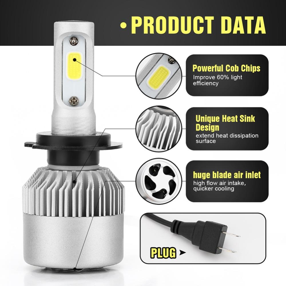 H4 H7 H11 Led Bulb COB Car LED Headlight Bulbs Hi-Lo Beam 6000K Car Headlamp 12V LED Light Car Lights Car Accessories Head Lamp Bulbs 7