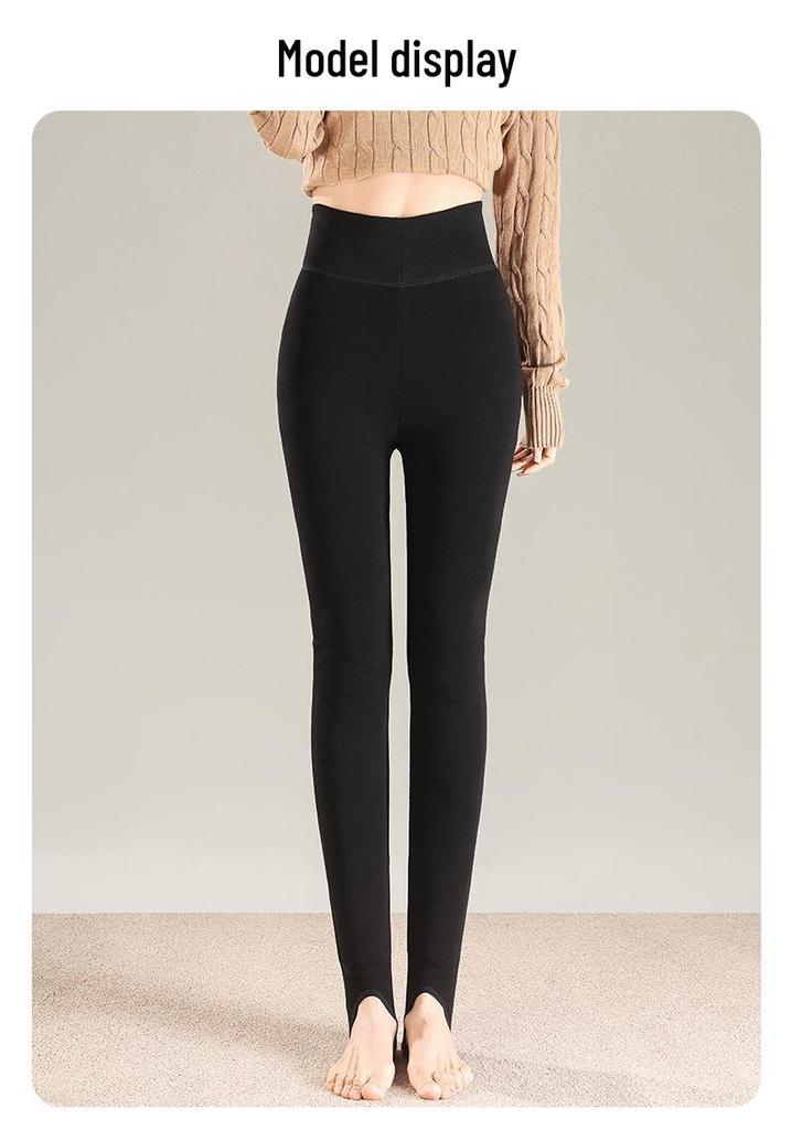 Women's Winter Slim-Fit Snowfield Base Layer Pants with Warm Cotton and Down; Cold-Protective Elastic Foot-Stirrup Style.
