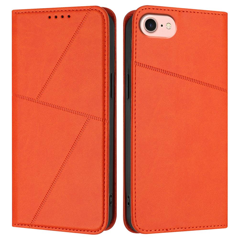 

For iPhone 16e Wallet Case Magnetic Closure Leather Flip Phone Cover with Stand Orange