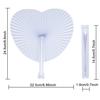 Hvit papirvifte hjerteformet rund sammenleggbar vifte Plasthåndtak Tilbehør til bryllupsbursdagsfest