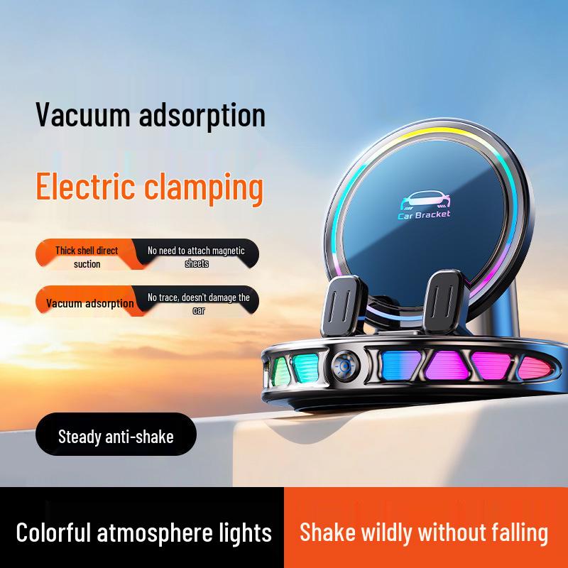 SHANKEDAO Wireless Charging Anti-Shake Car Phone Holder Bright Silver