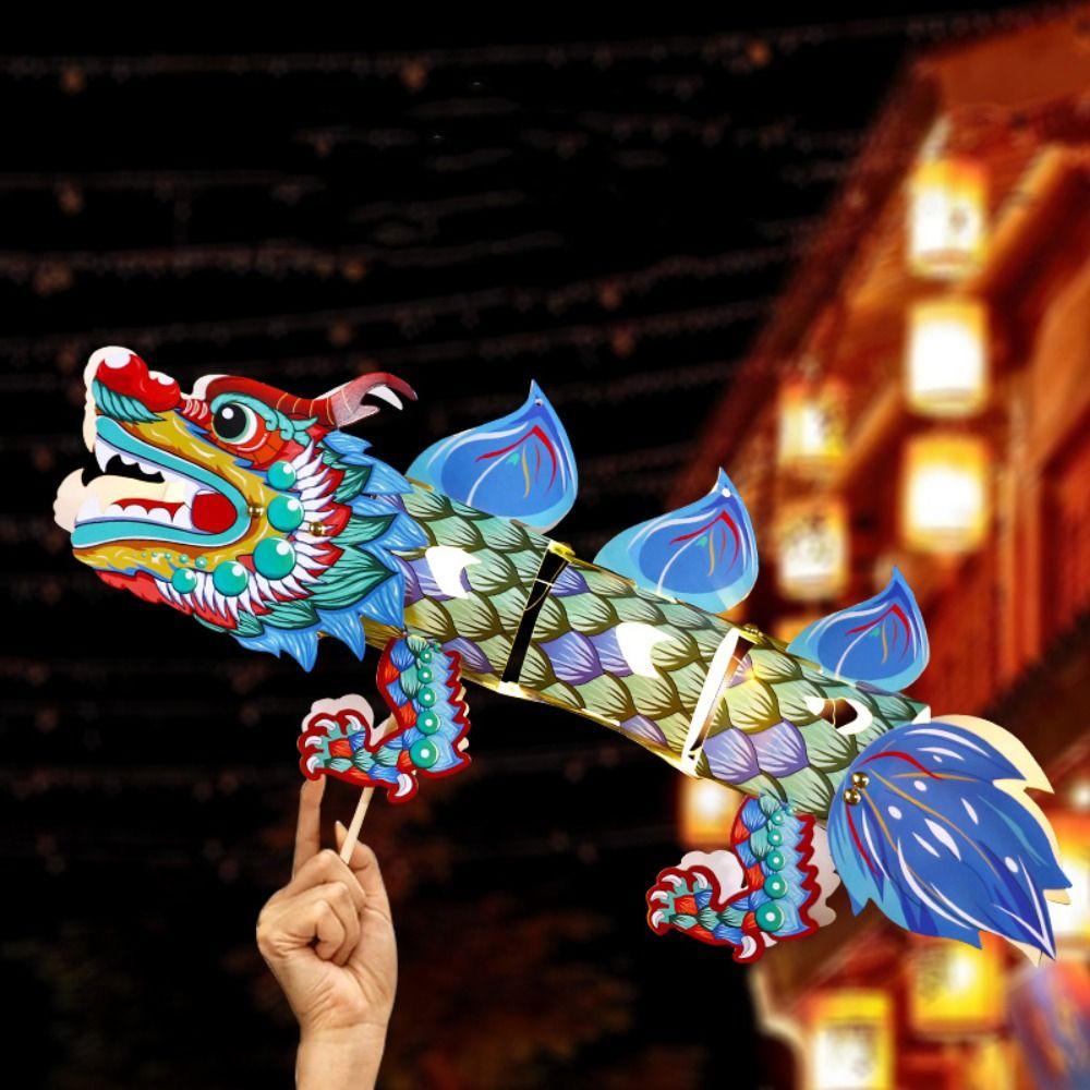 Luminous Mid-Autumn Dragon Dance Lantern DIY Craft Handheld Dragon Lantern  New Year
