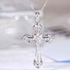 925 Sterling Silver Shinny Full Zircon Cross Pendant Necklace for Women Men Moissanite Pendant Party Wedding Jewelry Gift
