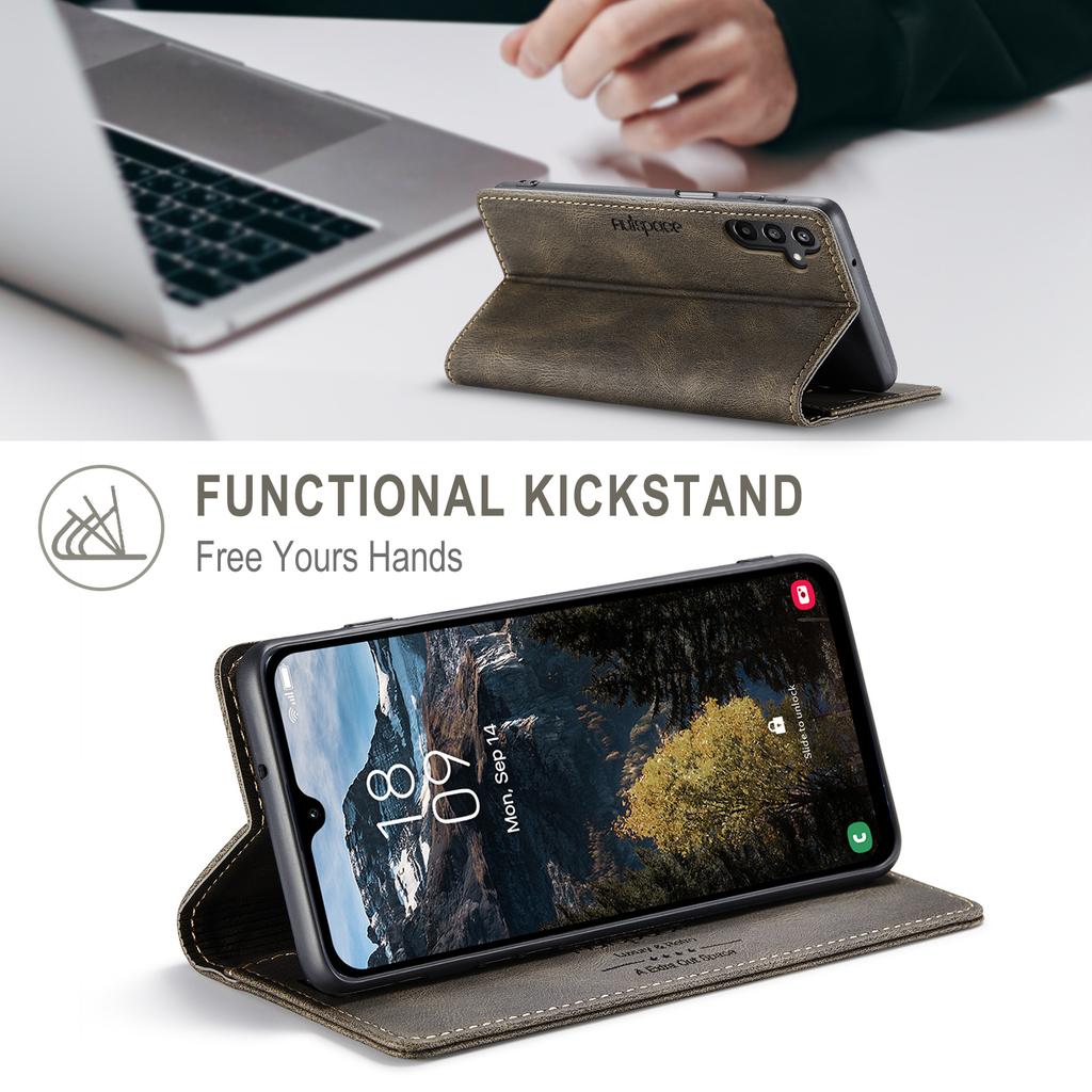 For Samsung Galaxy A16 5G Wallet Case AUTSPACE A01 Leather Stand Cover with RFID Blocking Card Holder