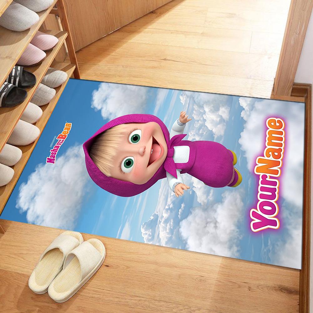 Masha Bear Personalized Name Floor Mat Suitable for Kitchen Balcony Living Rooms Dining Room Anti-slip Rug Anime Office Decor