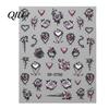 Self Adhesive Nail Decorations Halloween Art Stickers, 3D Embossed Skeleton Hand Pumpkin Bat DIY Home Manicure Tools Black Decals,