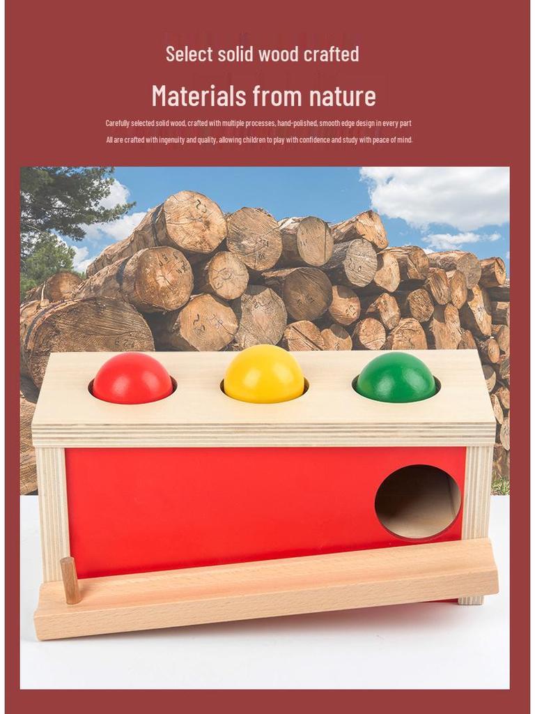 Montessori Early Education Toy Set: Round Ball Coin Box, Object Permanence Drawer & Textile Drum for Toddlers 0-3 Years