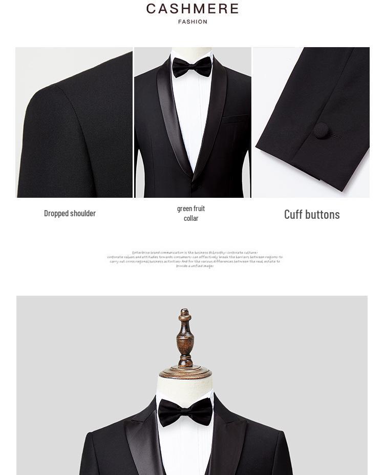 Men's Slim Fit Korean Tuxedo Suit for Wedding, Host, Photography