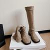 Two Wear Suede But Knee Boots Women's 2025 Autumn New Fashion Pleated Stacking Boots Maillard High Boots