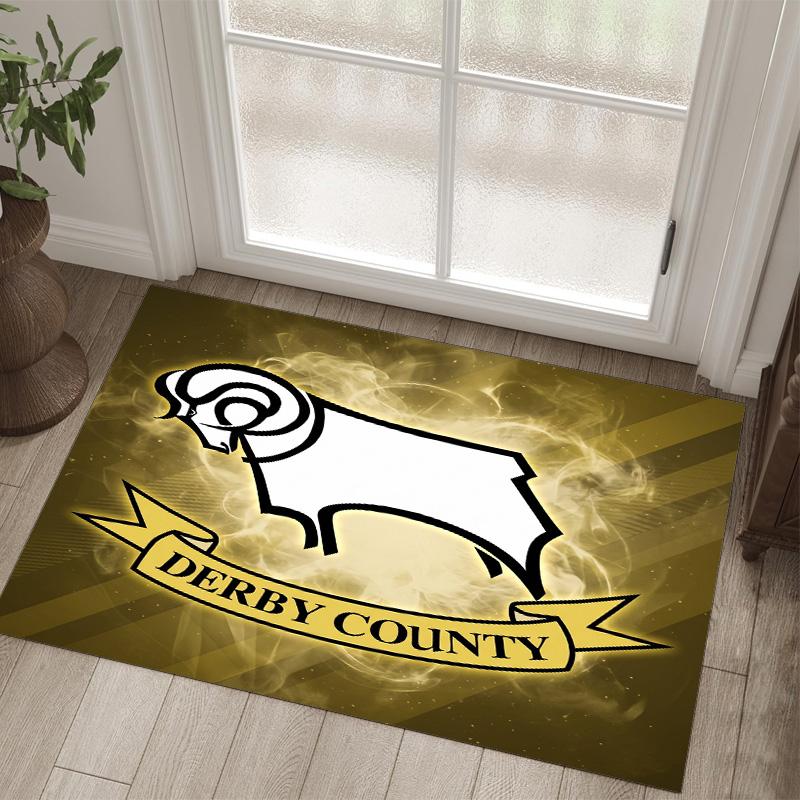 Derby County Design Crystal Velvet Carpet Cozy Non?Slip Printed Rug For Bedroom Living Room Entrance