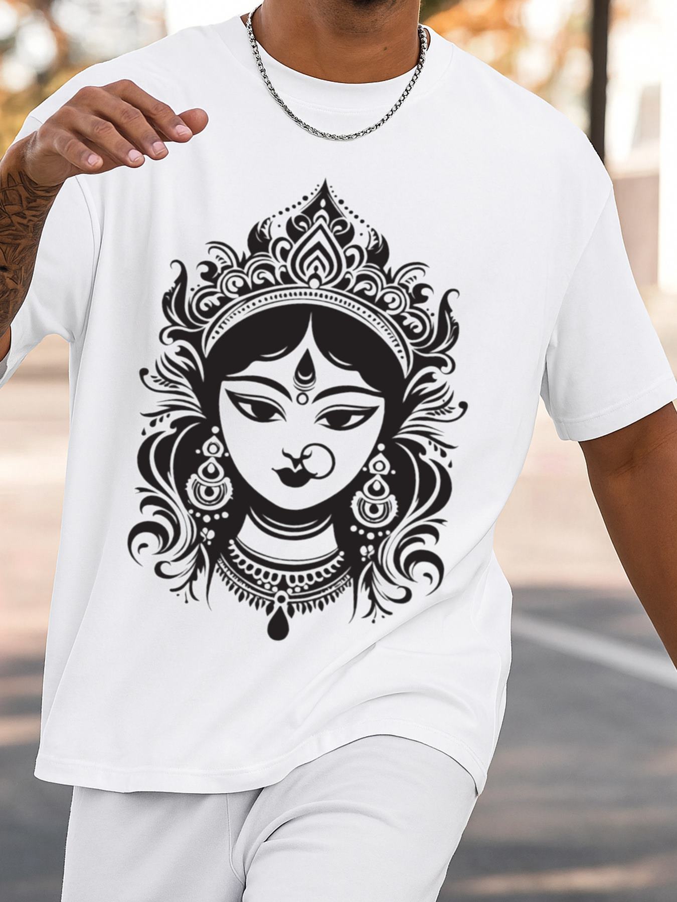 Men s T-Shirt Y2K Durga Goddess Hindu Goddess Black S
