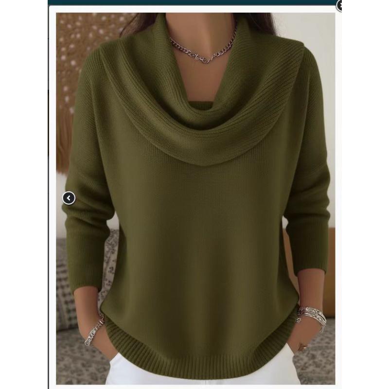 New Autumn/winter Women's Pure-color Long-sleeved Tops and Sweaters