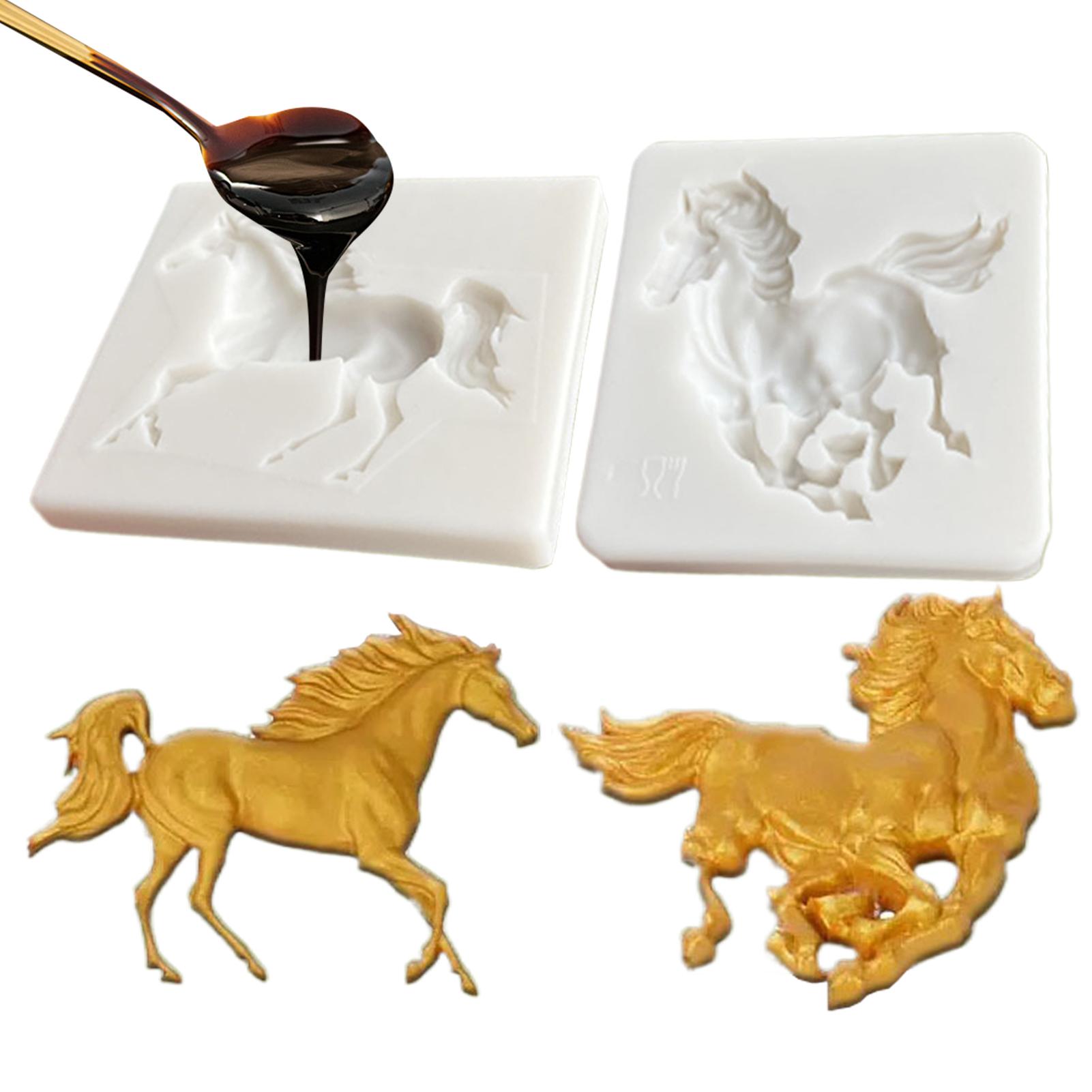 

2pcs Running Horse Silicone Mold Pony Handmade Dropping Glue Square Cake Decoration DIY Chocolate Dessert Bakers Fondant Mold China Mainland
