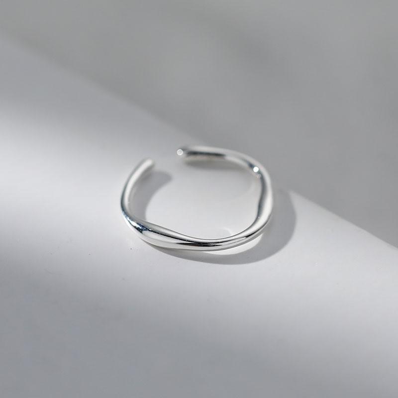 Adjustable Open Ring Women Men Minimalist Asymmetrical Geometric Wave Design Copper Plated Vintage Style Statement Jewelry Adjustable Open Band