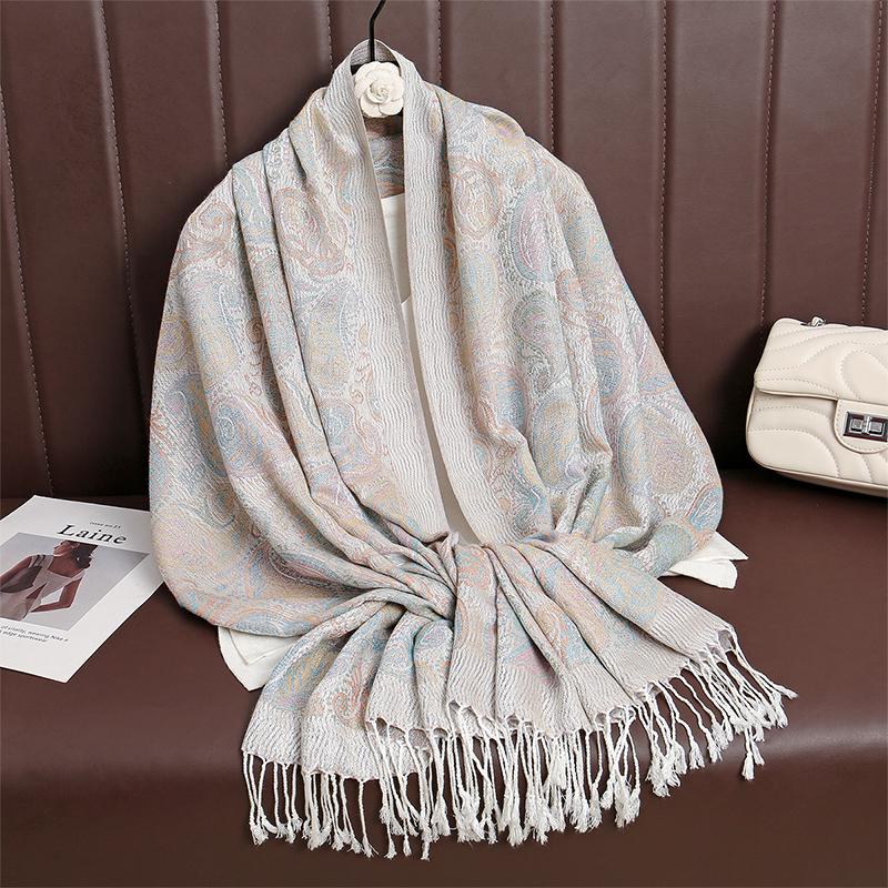 Women Paisley Scarf Cashmere Feeling Pashmina Shawls Tassel Hijab Head Wraps Femme Winter Scarves Foulard Bufanda