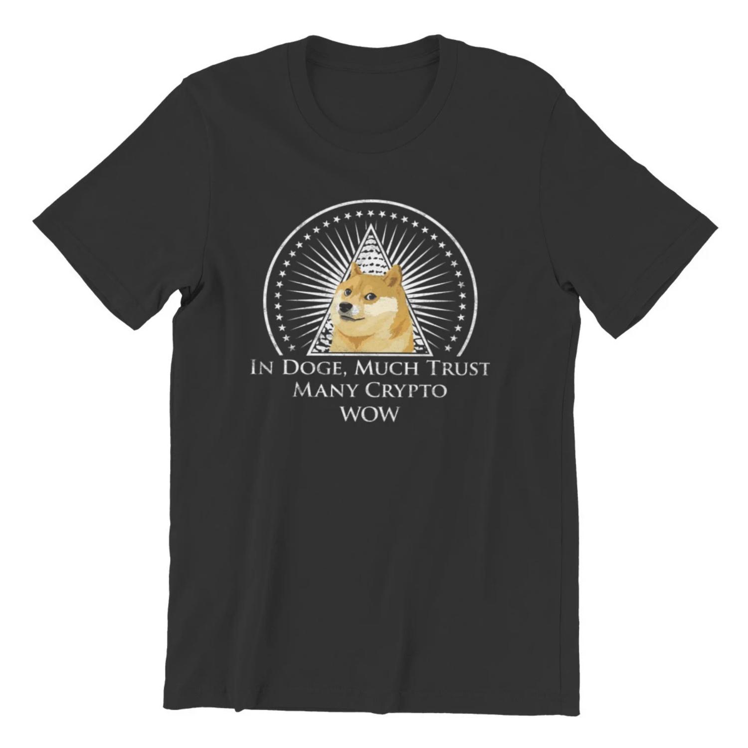 In Doge We Trust Funny Dogecoin Crypto Black Gothic ShortSleeve Anime Oversized T-Shirts Men Tshirt Harajuku Streetwear S