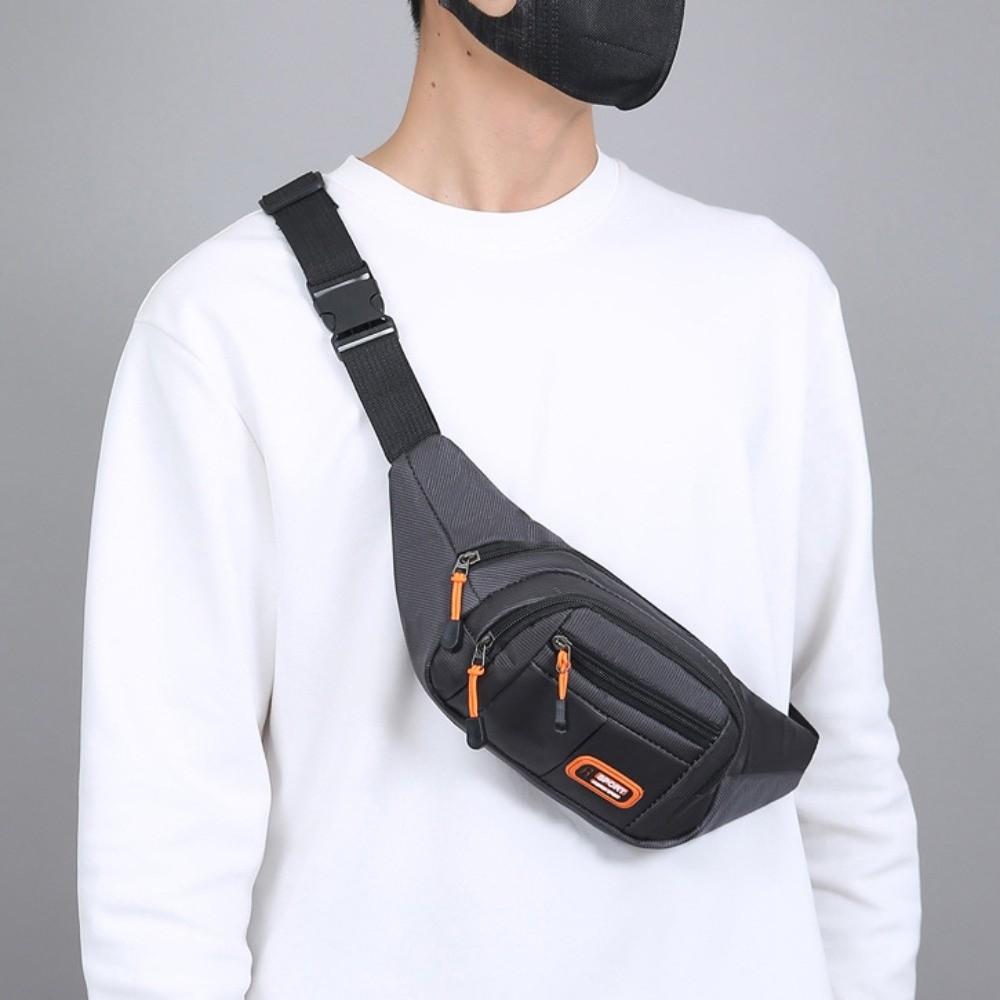 Wear-resistant Men Chest Bag Large Capacity Sports Walking Bag Zipper Mobile Waist Bag Sport
