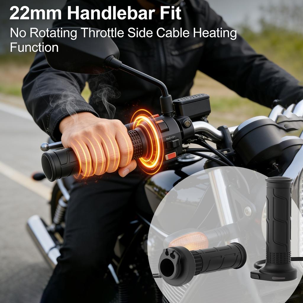 22mm Universal Motorcycle Electric Heated Handlebar Grips 12V with ACC IP67 Waterproof Eco-Friendly & Durable Luxury Design
