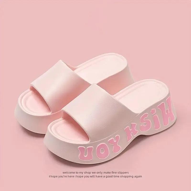 Fashion New Fashion EVA Platform Slippers for Women 2025 Summer Letter Print Wedge Heel Sandals Woman Thick Bottom Non Slip Beach Slides